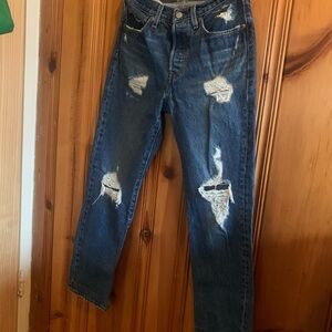 Distressed Blue Jeans